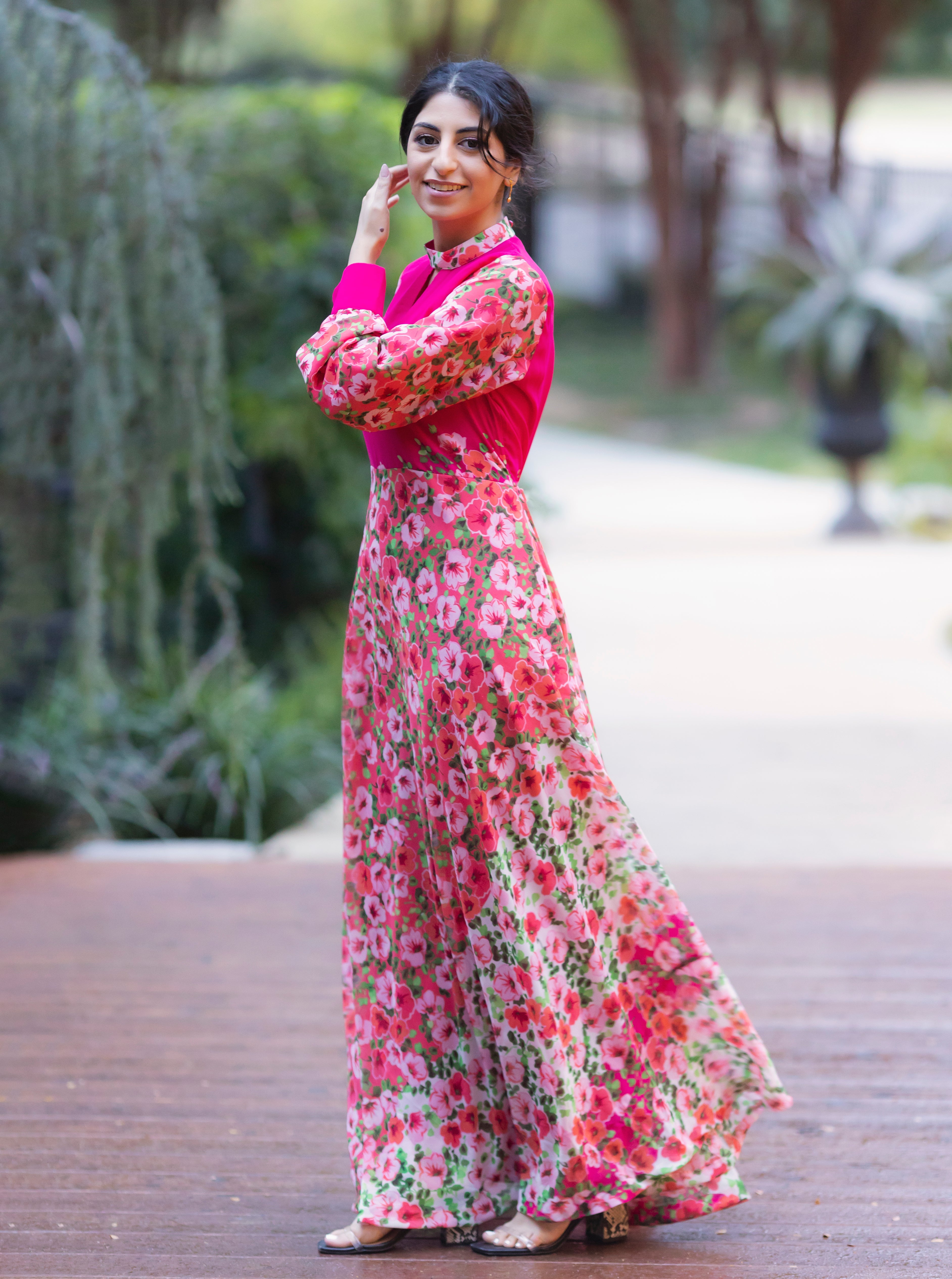 Pink Floral Chiffon Asiya Dress