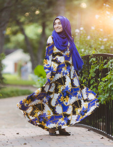 Blue and Gold Chain Asiya Dress